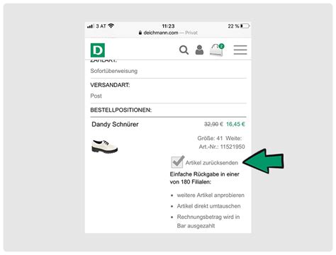 deichmann rückgabe online shop